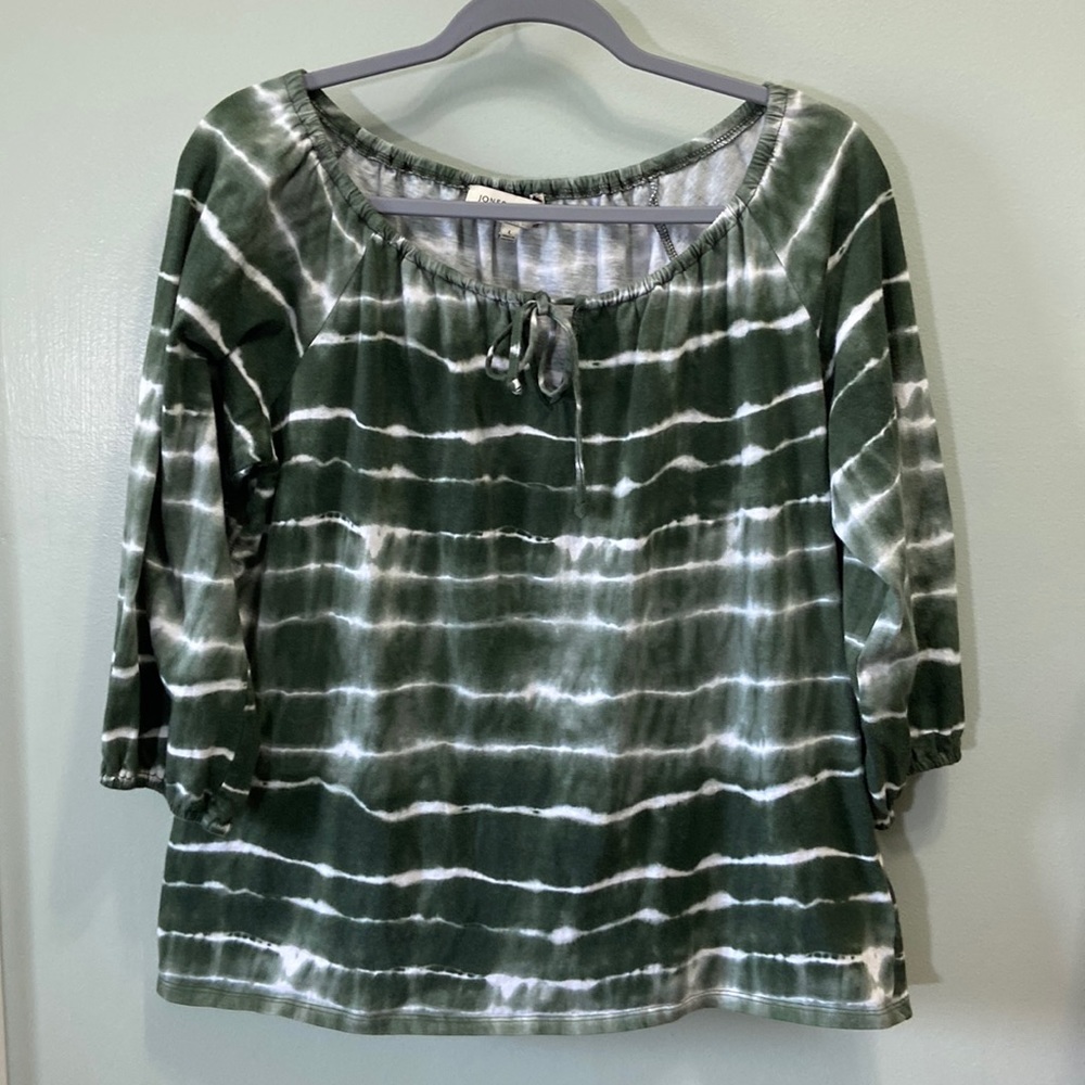 Jones New York Women’s Green Tie Dye Blouse Size Large #235